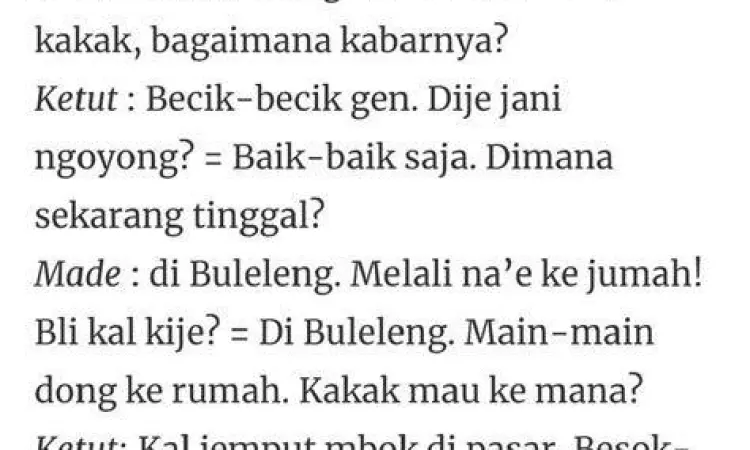 Percakapan sehari-hari bahasa Bali