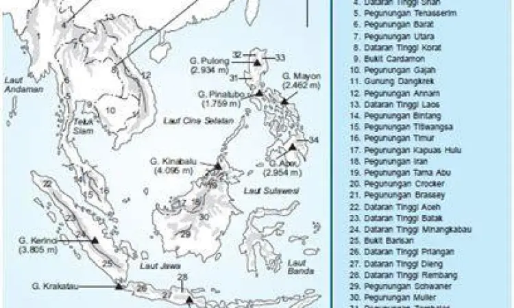 Bentang Alam Asia Tenggara Pemandangan alam pegunungan dan laut di Asia Tenggara
