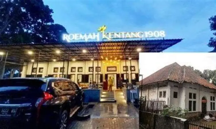 Foto hitam putih bangunan lama di Bandung