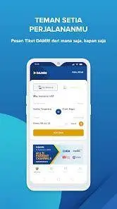 Pemesanan Tiket Online Damri Tampilan aplikasi DAMRI Apps untuk pesan tiket online