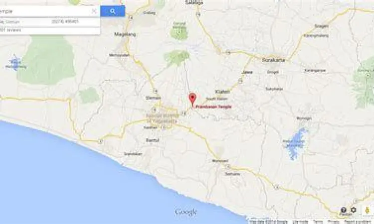 Peta lokasi Candi Prambanan perbatasan Jogja Klaten