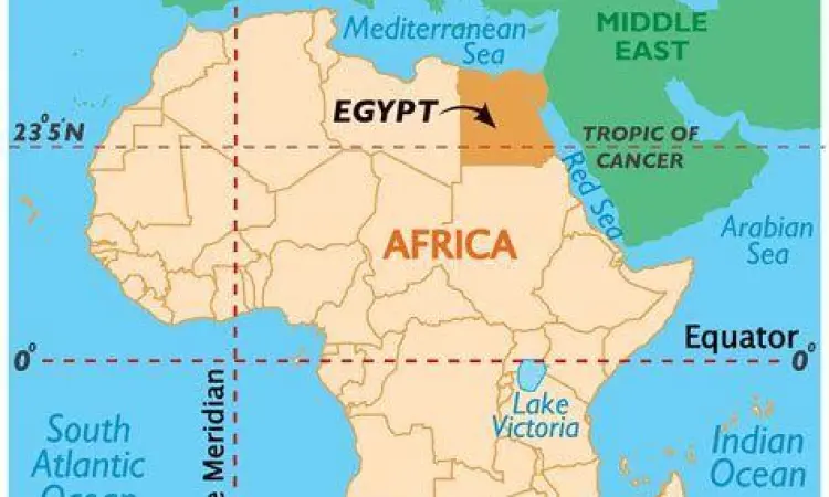 Peta perbatasan Mesir di Benua Afrika dan Asia