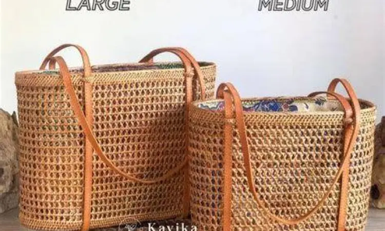 Proses pembuatan tas rotan Bali yang detail