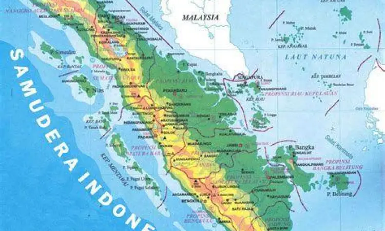 Gambar Peta Sumatera lengkap dengan keterangan kota besar