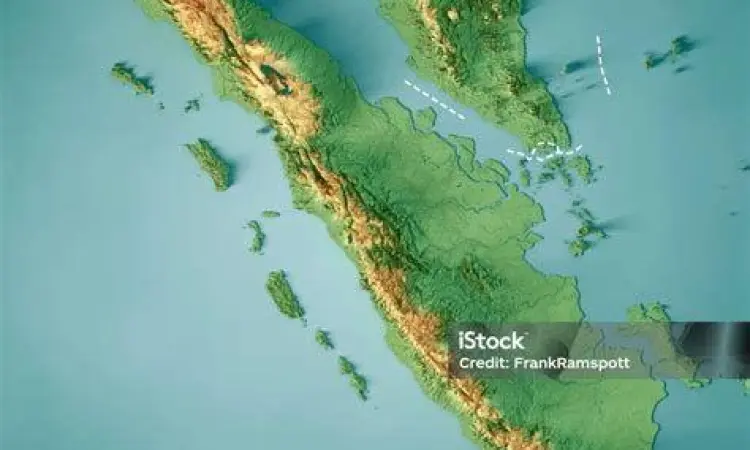 Peta Topografi Pulau Sumatera menunjukkan ketinggian wilayah