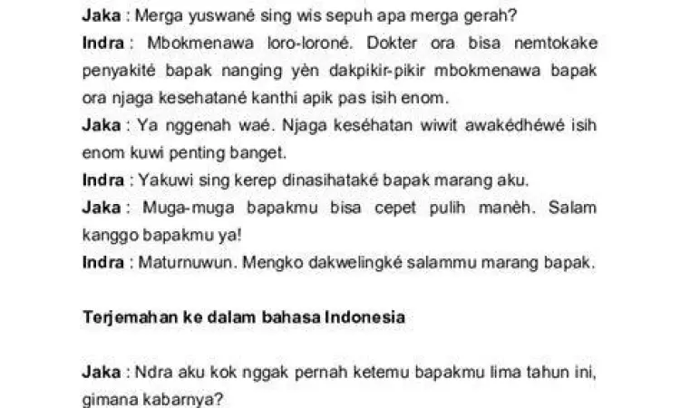 Percakapan sopan dalam bahasa jawa menggunakan kata sampun
