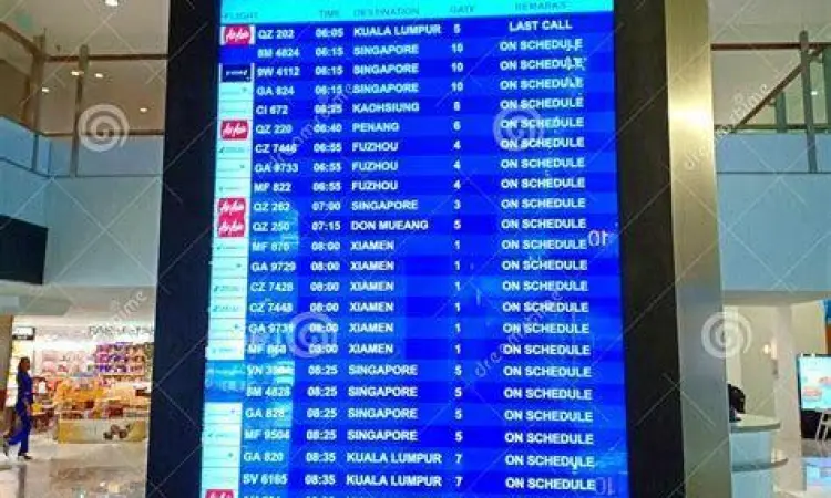 Layar jadwal penerbangan di bandara