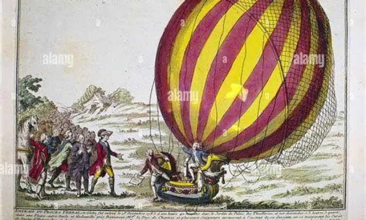 Ilustrasi balon gas hidrogen Jacques Charles