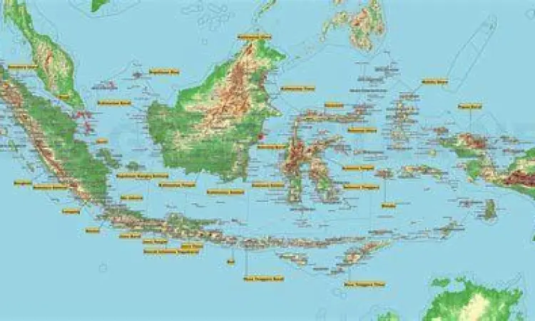 Topografi Nusantara Peta topografi Indonesia yang menunjukkan luas wilayah