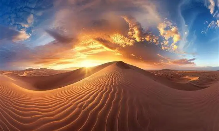 Pemandangan imersif 360 derajat di tengah padang pasir Sahara