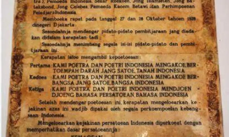 Momentum Sumpah Pemuda Dokumen sejarah Sumpah Pemuda 1928