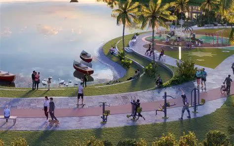 Aktivitas Olahraga di PIK Orang melakukan aktivitas jogging di jalur pedestrian PIK 2