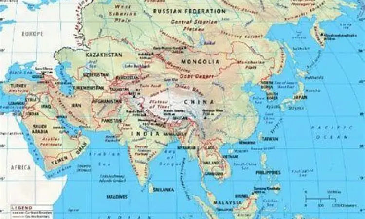 Peta Geografi Asia Peta detail letak geografis dan batasan benua asia