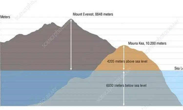 Grafik perbandingan ketinggian Everest dan Mauna Kea