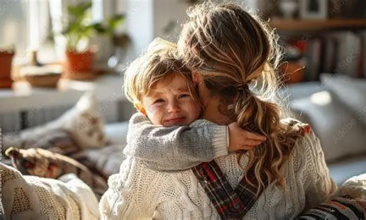 Dukungan Keluarga Seorang anak memberikan dukungan emosional kepada ibunya