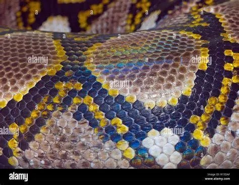 Pola Kulit Ular Piton Detail pola kulit sanca kembang yang menyerupai jaring