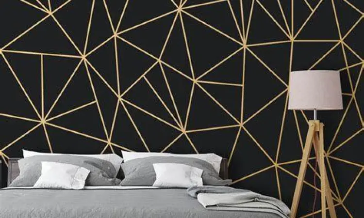 Wallpaper dinding dengan motif geometris