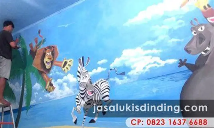 Mural Kamar Anak Gambar di tembok kamar anak yang edukatif