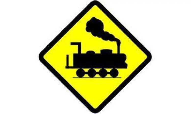 Rambu Peringatan Rel Rambu peringatan waspada kereta api di pinggir jalan