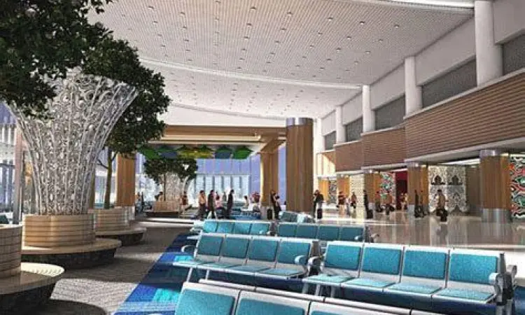 Terminal Penumpang Kertajati Interior terminal keberangkatan Kertajati International Airport yang luas