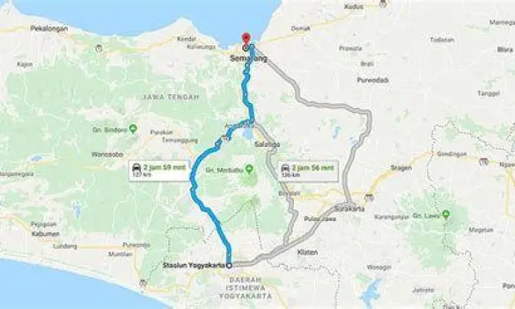 Peta Rute Semarang Jogja Peta rute perjalanan Semarang menuju Yogyakarta