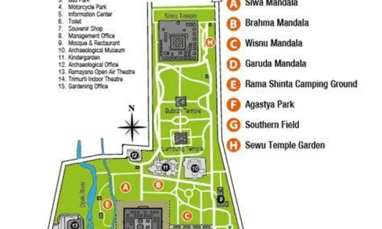 Peta lokasi Candi Prambanan di perbatasan Sleman dan Klaten