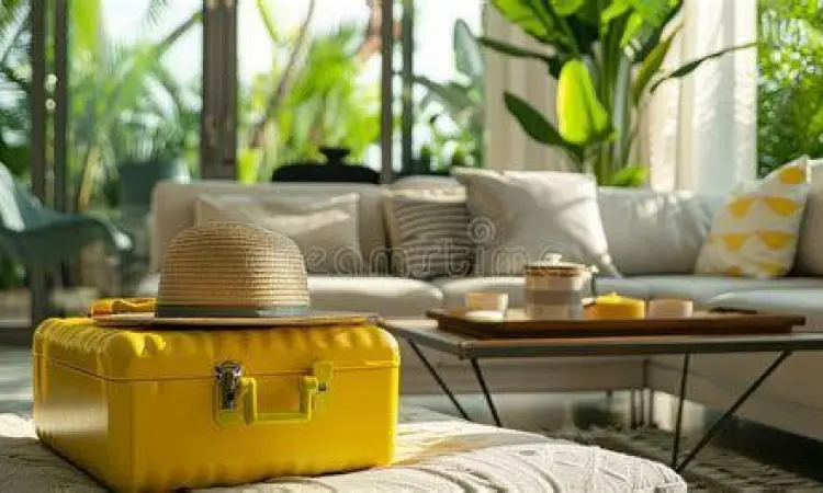 Konsep Staycation Modern Suasana staycation yang tenang di sebuah kamar hotel dengan pemandangan kota