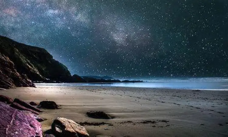 Langit Malam Pesisir Pemandangan langit berbintang di pantai malam hari