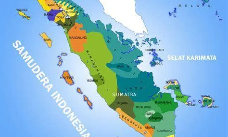 Peta administratif 10 provinsi di pulau Sumatera