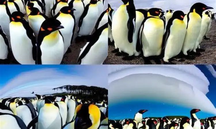 Grup Pinguin Fotogenik Sekelompok pinguin yang tampak sedang berpose di depan kamera