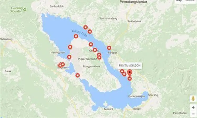 Peta lokasi wisata Danau Toba di Sumatera Utara