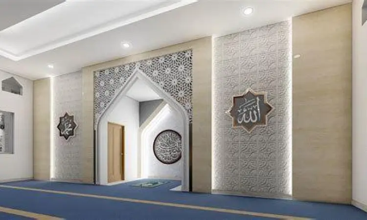 Interior megah tempat ibadah islam dengan sentuhan kaligrafi modern
