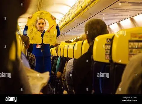 Instruksi Keselamatan Penerbangan peragaan keselamatan oleh pramugari pesawat