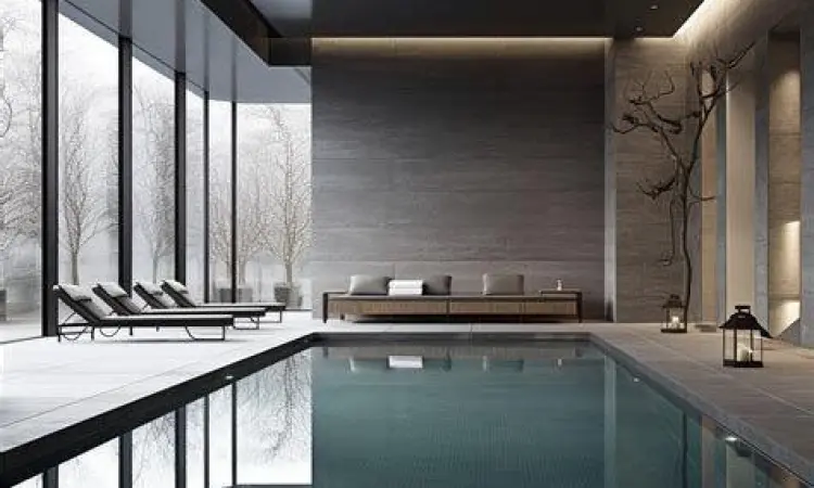 Desain interior kolam renang indoor mewah