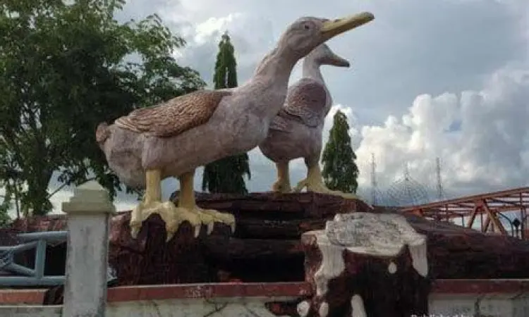 Pemandangan Tugu Itik Amuntai di sore hari