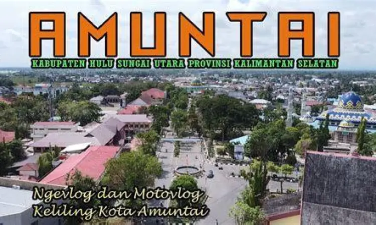 Lansekap Kota Amuntai Pemandangan udara kota Amuntai
